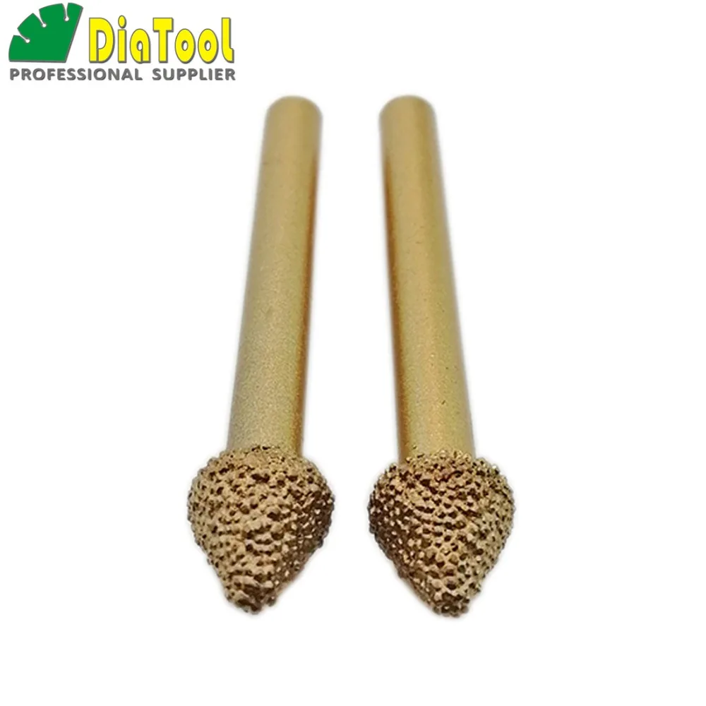 DIATOOL 2 قطعة CNC فراغ صنع من النحاس الماس الحفر بت ، 3D نحت أدوات ، 60 درجة ، عرقوب 6 مللي متر