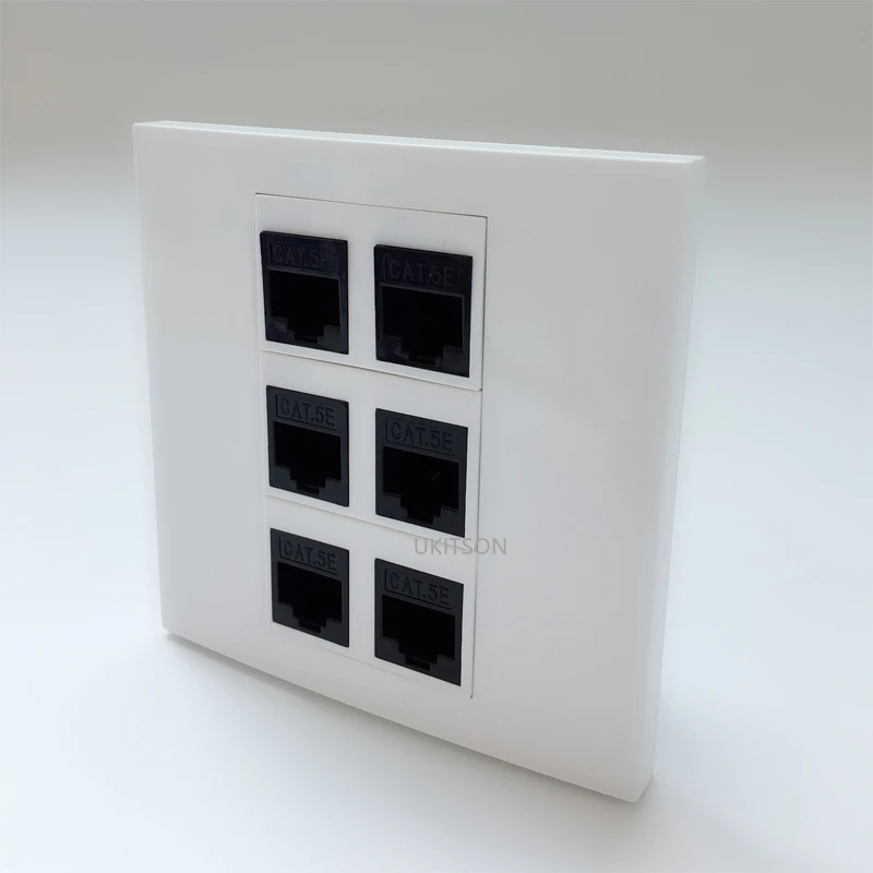 6 Ports RJ45 5e 6 Female To Female Faceplate Socket Panel For Internet LAN Cover Network Extender