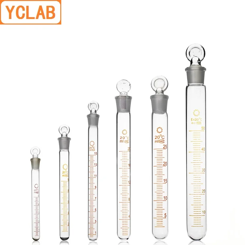 YCLAB 15mL Glass Test Tube with Graduation and Glass Stopper High Temperature Acid Alkali Resistance Laboratory Equipment