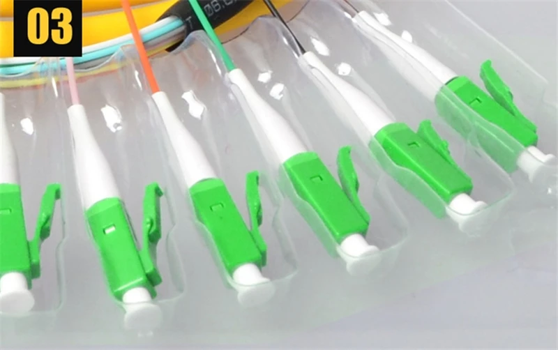 12core LC/APC حزمة أسلاك التوصيل المصنوعة من الألياف الضوئية الملونة 1.5mtr 9/125um SM ftth كابل 12 منفذ مع سترة صفراء مصنع ELINK