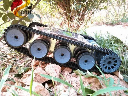 DOIT 탱크 자동차 섀시 크롤러 지능형 DIY 로봇 전자 장난감, 견고한 구조 추적 섀시 개발 키트 트랙터 장난감