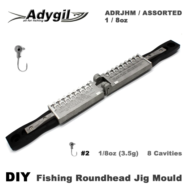 Adygil DIY Fishing Roundhead Jig Mould ADRJHM/ASSORTED COMBO 1/8oz(3.5g) 8 Cavities