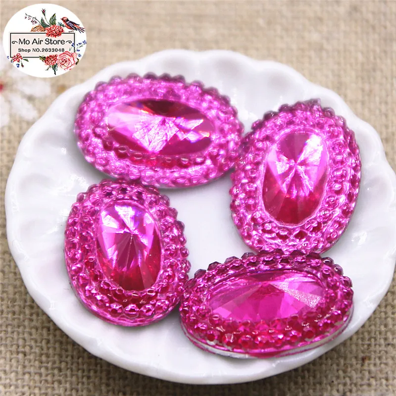 50pcs shiny 13x18mm oval resin rhinestone Flat back Cabochon Art Supply Decoration Charm Craft DIY 15mm no hole