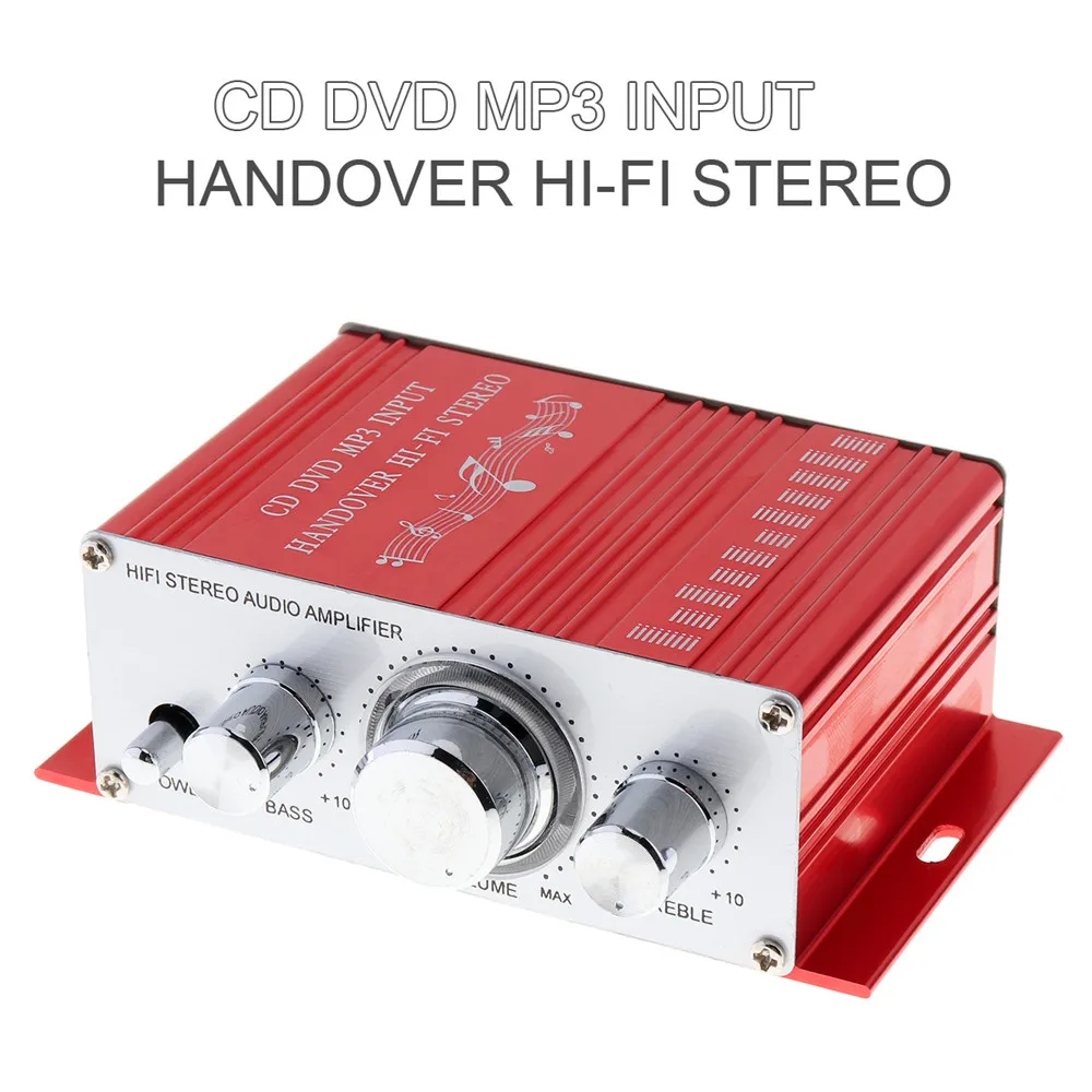 Handover 12V Car Amplifier Motorcycle Home Boat Auto Stereo Audio Amplifier 2 Channel Digital Hi-Fi Amp Support CD DVD MP3 Input