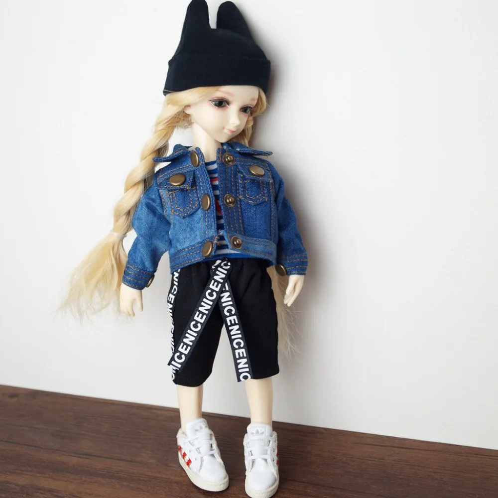 

BJD Clothes Jeans Coat Jacket Pants Outfits Clothing For 1/6 11" 27cm Tall YOSD DK DZ AOD DD Doll Wear Free Shipping