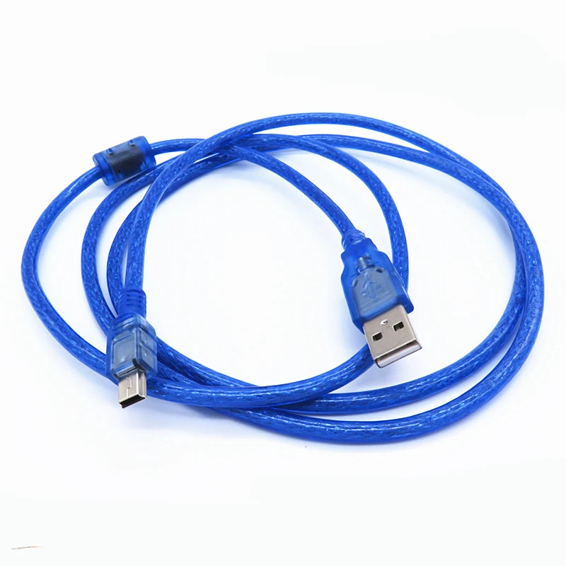 USB 2.0 Type A Male to Mini 5P Male Mini 5P USB Cable Foil+Braided Shielding Blue 30cm 50cm 100cm 1.5m 1.8m 3m 5m 10m 10pcs/lot