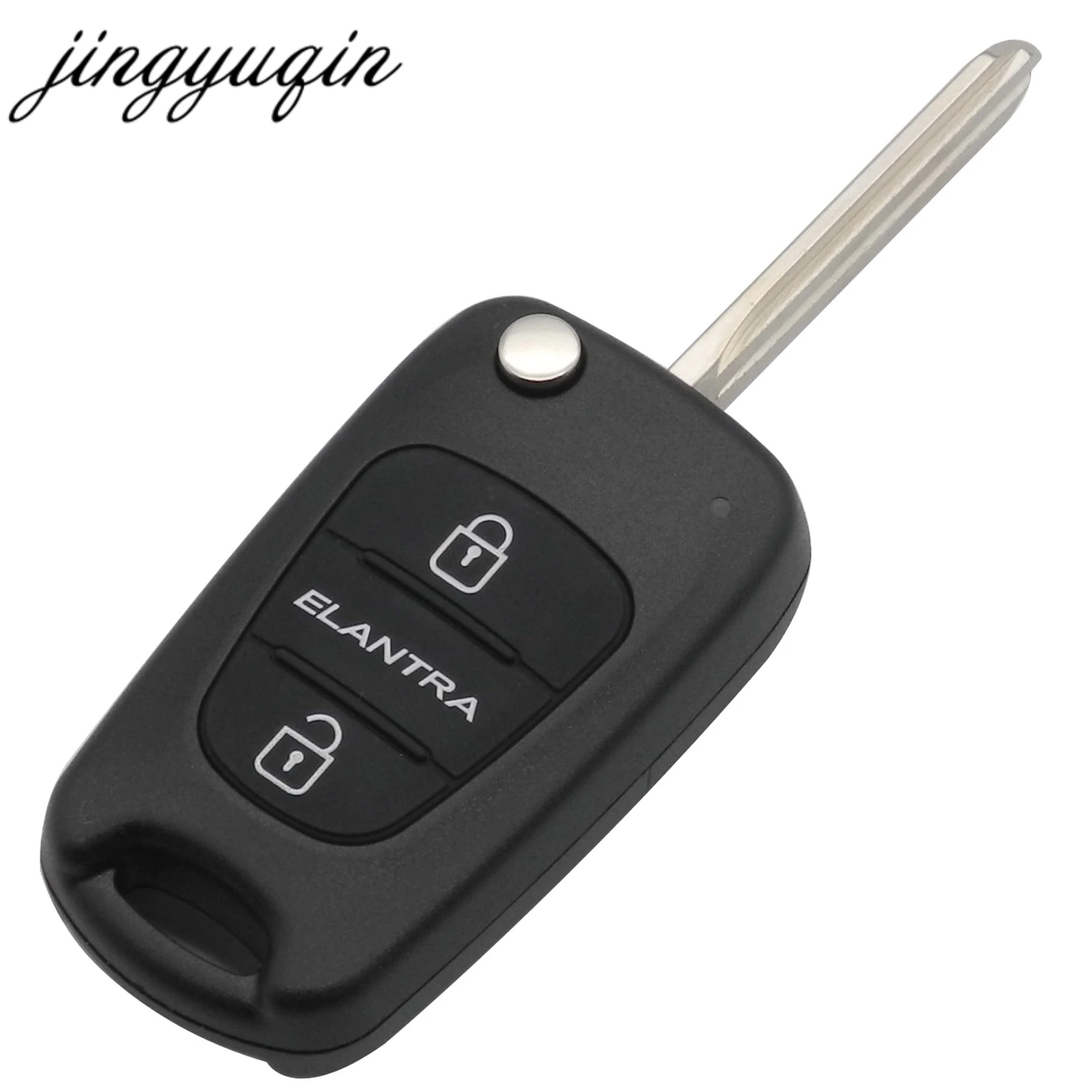 

jingyuqin 10pcs/lot Remote Flip Key Shell 3 Buttons For Hyundai ELANTRA Keyless Entry Fob Case Car Alarm Housing