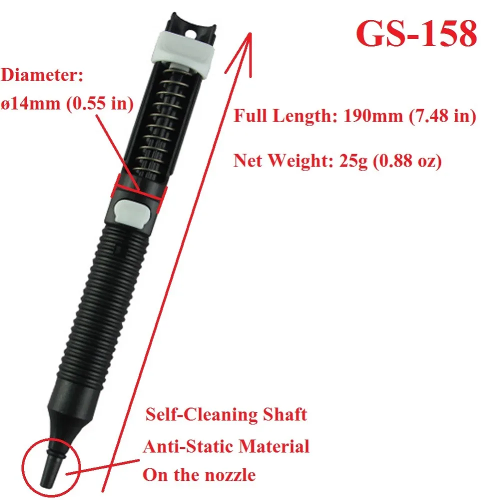 Japan GOOT Suction tin GS-158 Solder Removal Tools Desoldering Pump Light Strong Self-Cleaning Shaft Anti-Static Solder Sucker