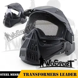 Wosport Outdoor Full Face Steel Mesh Mask Cs Tactic Field Cycling Security Protection Airsoft Masks Hunting Military Army Sports