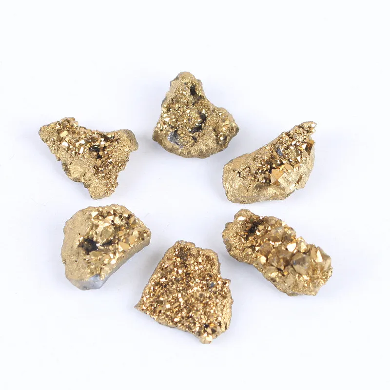 

1PC Natural Agate Crystal Clusters Fragments Electroplating Gold DIY Bare Stone Mineral Materials Jewelry Accessories