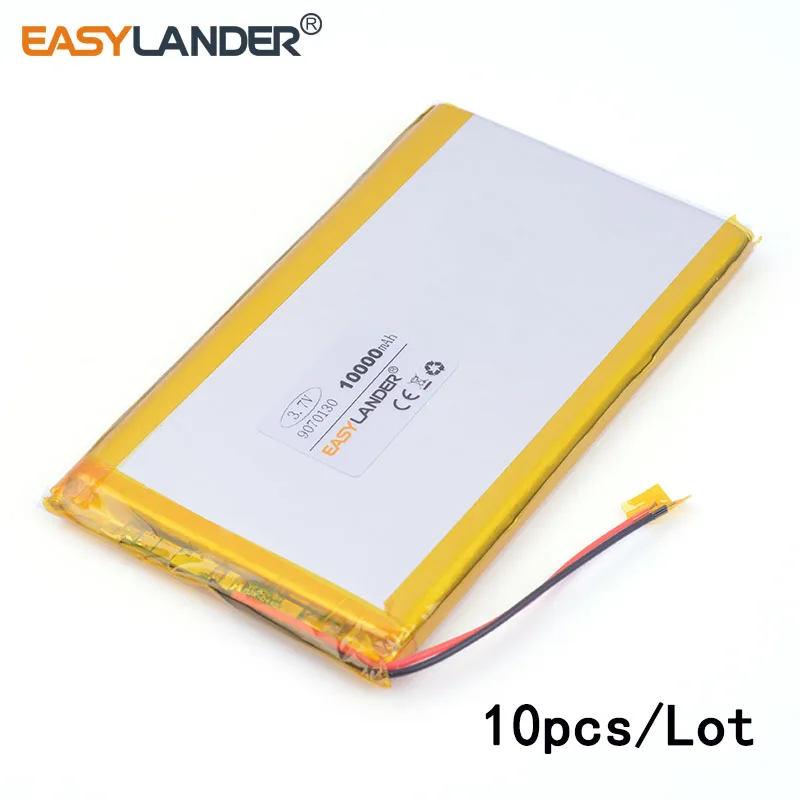 

10pcs/Lot rechargeable lipo battery cell 3.7 V 9070130 10000 mah tablet battery brand tablet gm lithium polymer battery 8870129