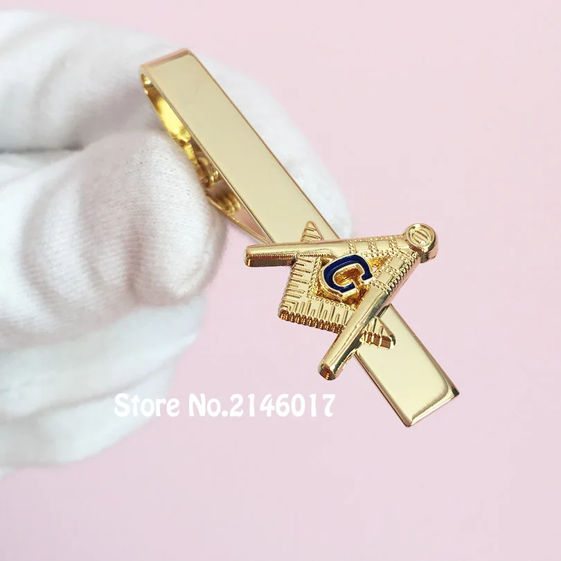 Freemason Blue Lodge Ties Clips Masonic Fashion Men\'s Neck Tie Clip Bar Masonry Square and Compass G Masons