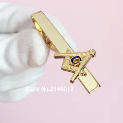 Freemason Blue Lodge Ties Clips Masonic Fashion Men's Neck Tie Clip Bar Masonry Square and Compass G Masons