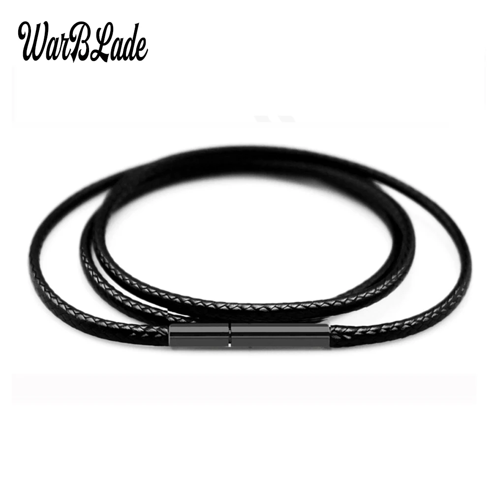 Top Quality 1.5mm 2mm 3mm Necklace Cord Leather Cord Wax Rope Chain With Stainless Steel Clasp For DIY Necklace Jewelry Making