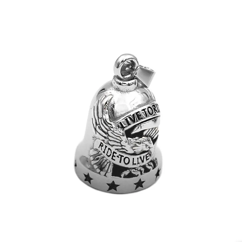 Live To Ride Eagle Motor Biker Bell Pendant Stainless Steel American Biker Mens Women Pendant496SG (Has bell sound)