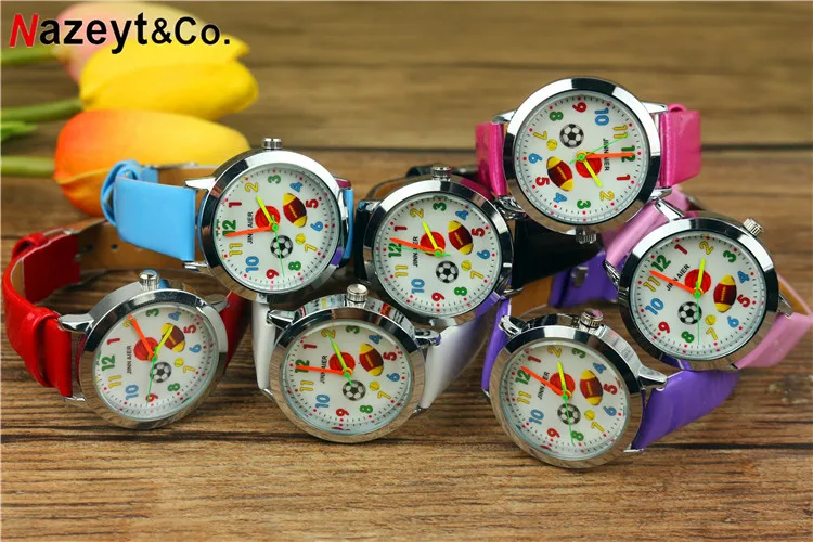 NAZEYT-Reloj de pulsera de cuero para niños, cronógrafo deportivo de baloncesto, fútbol, Rugby, esfera, regalo