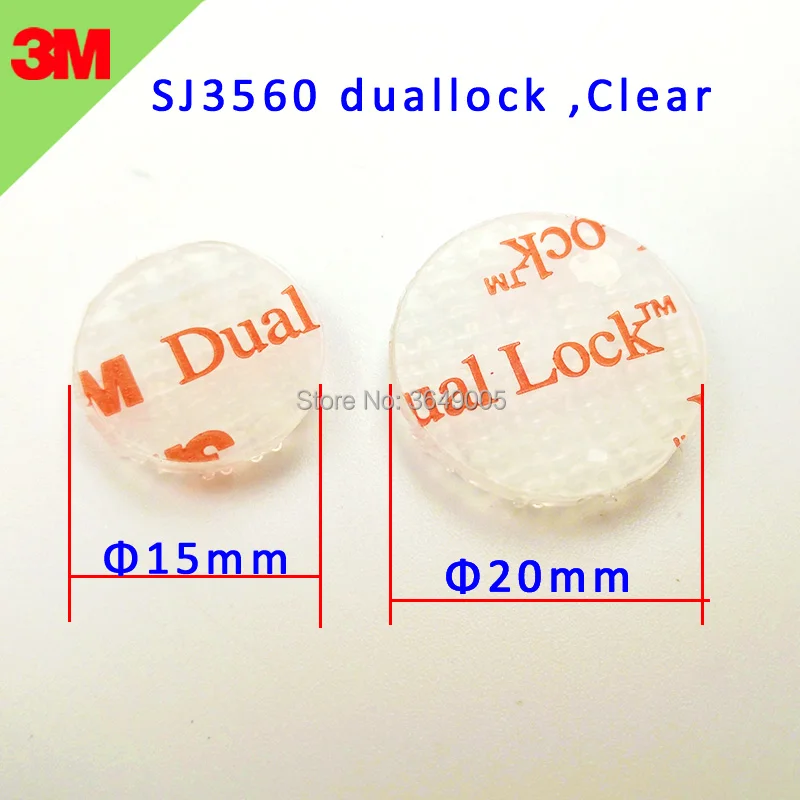 

15mm/20mm circle SJ3560 Dual Lock Reclosable Fastener Clear self adhesive acrylic waterproof fastener Type 250