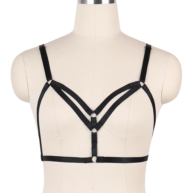 

JLX.HARNESS Womens gothic harness black body cage handmade harness bra Lingerie Adult pole dance Fetish body harness cage bra