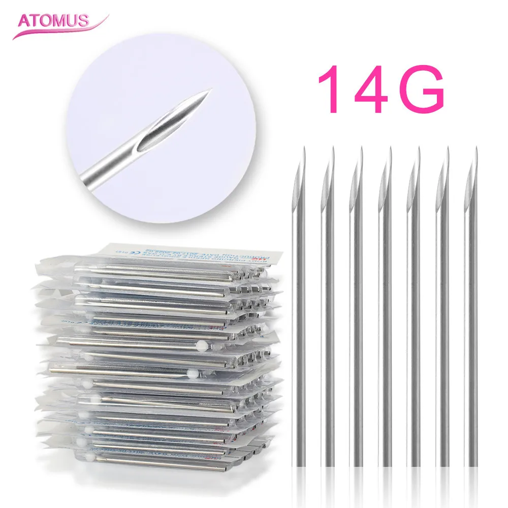 100PCS 14G Piercing Needles Disposable Sterile Body Piercing Needles Assorted Sizes Tattoo Supply For Ear Nose Navel Nipple