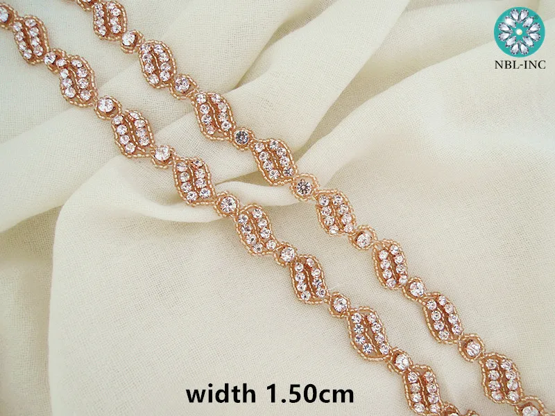 (10 yards) Customized wholesale bridal beaded silver gold crystal Rhinestone Applique Trim iron on for wedding dress WDD0931