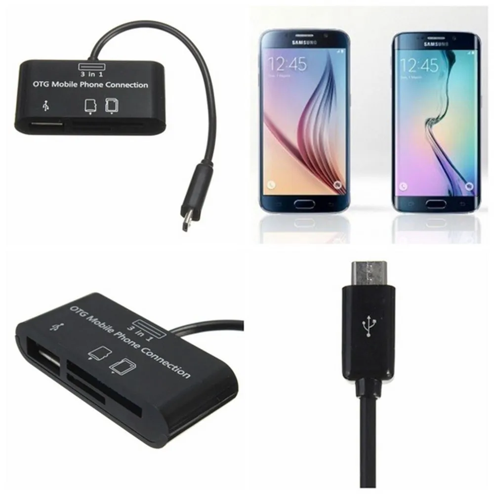 3 In 1อะแดปเตอร์ Micro USB SD Card Reader สำหรับ OTG โทรศัพท์มือถือใหม่