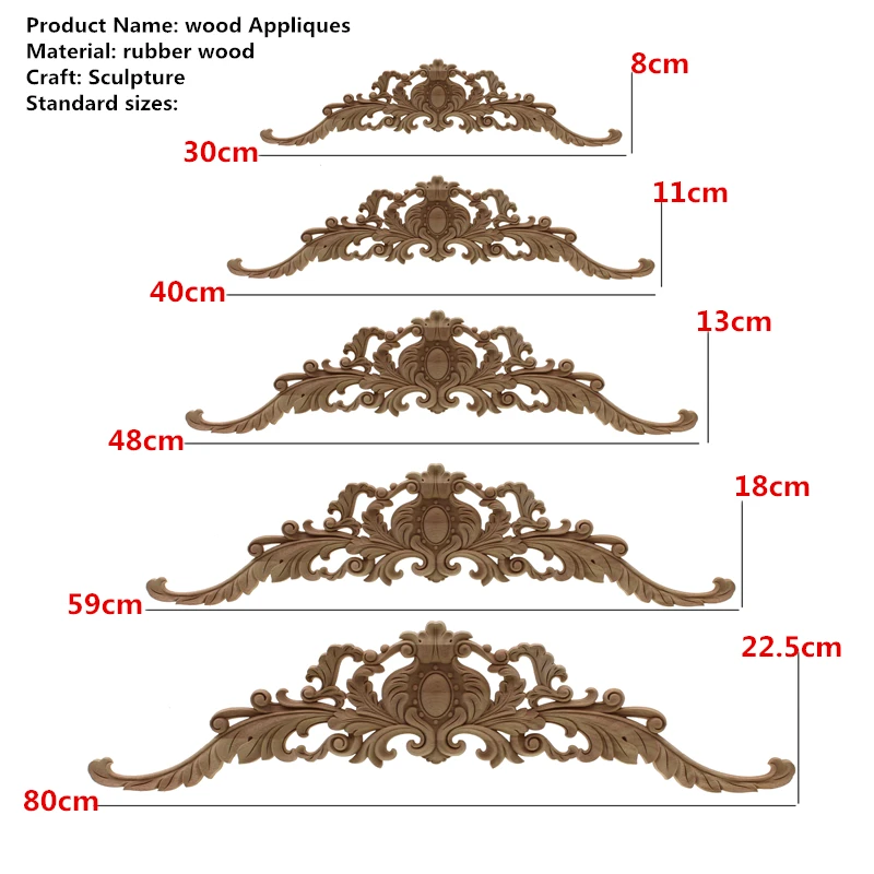 Прямоугольная резьба, аппликации из натурального дерева для мебели, шкафа, неокрашенные деревянные молдинги, наклейка, винтажный домашний декор, декоративные
