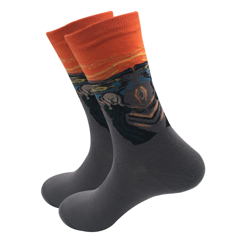 2020 Latest Fashion Casual Men's Socks New Size, Europe 38-47 Cotton Fun Socks Art Abstract Painting Series No Gift Box