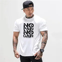 Muscle guys Brand Men's NO PAIN NO GAIN Gym T Shirts,Bodybuilding Fitness Workout Clothes Cotton T-Shirt