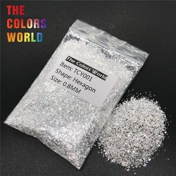 TCY001 Shinning Pearl White With Silver Color Hexagon Nail Glitter Nail Art Decoration Nail Gel Body Glitter Makeup Henna DIY