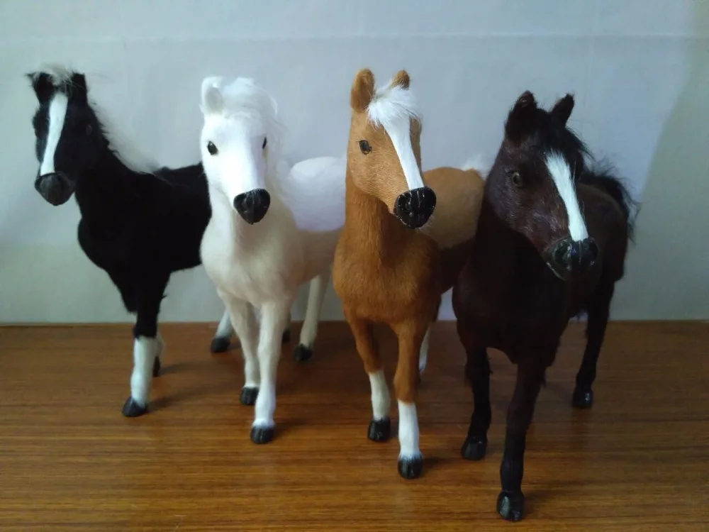 

polyethylene&furs 28x25cm horse model Simulation horses one lot/ 4 pieces, prop home decoration gift d1935