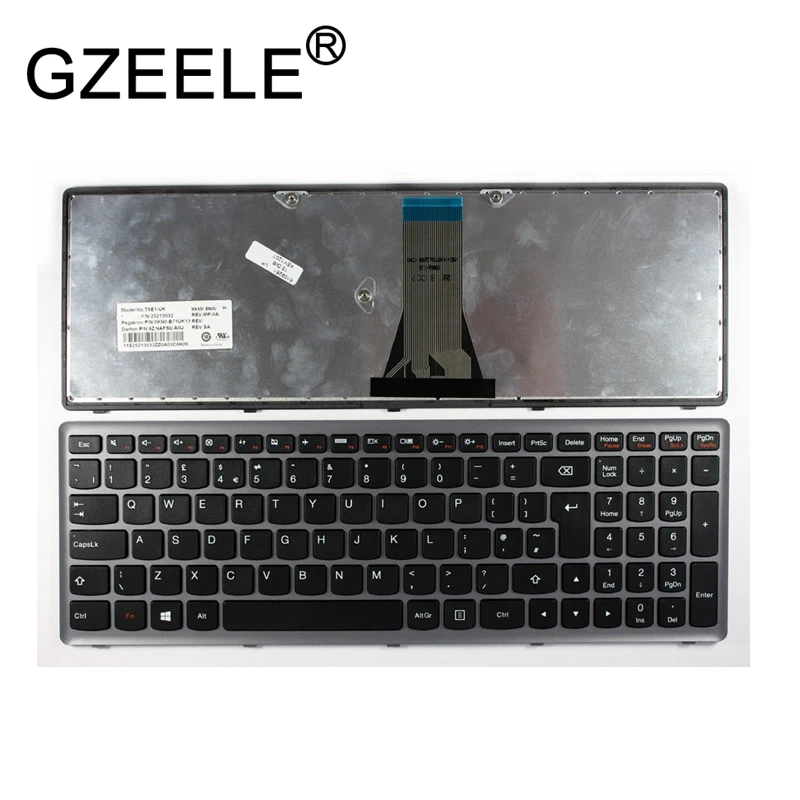 

GZEELE UK Layout Grey Frame Black Windows 8 Keyboard For IBM FOR Lenovo Ideapad S500