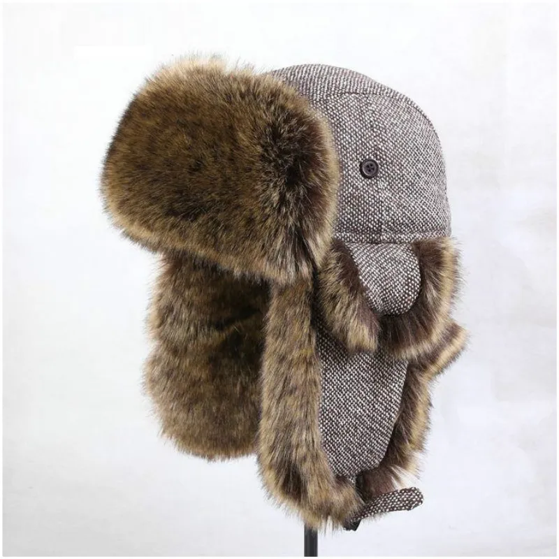 

Men's Leisure Bomber Hats Male Warm Ear Protection Lei Feng Hat Adult Thickening Cotton Cap Outdoor Fur Snowcap B-8542