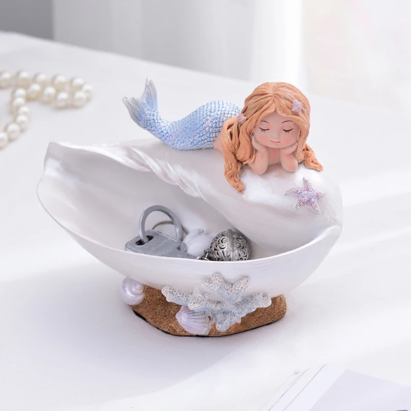 

Синий и фиолетовый корпус Русалка, коробка для хранения из смолы, украшения в виде рыбок, миниатюры, украшение для дома, искусство и ремесла, новинка