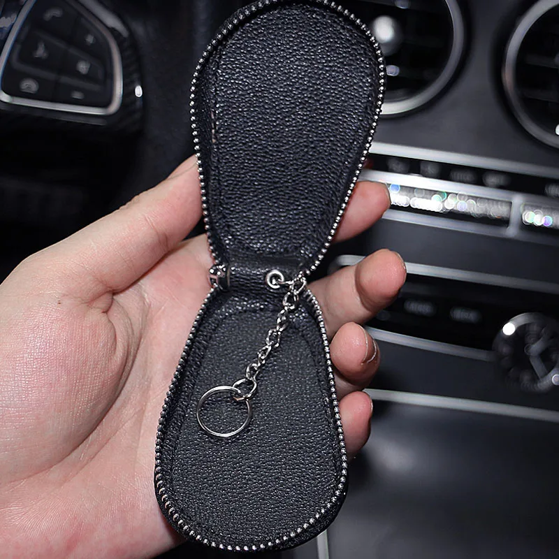 Universal Leather Car Key Case ​Crystal Rhinestone Crown Driver\'s license Cover Holder Car Key Bag Wallets Keychain Accessories