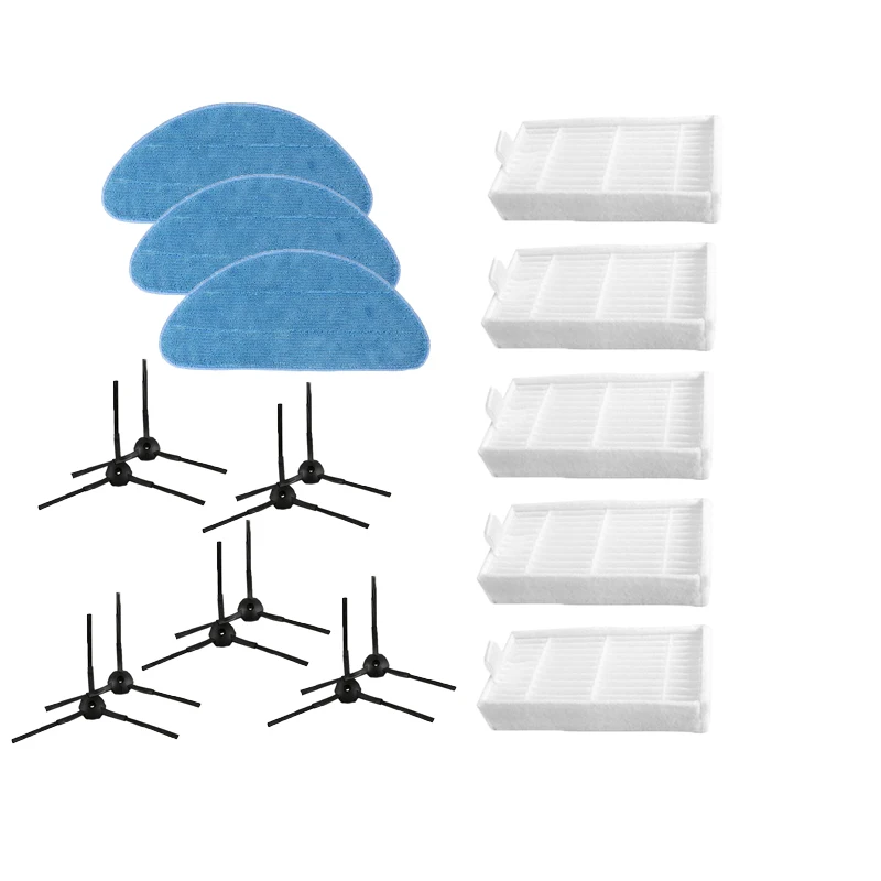 18 قطعة/الوحدة ل Ecovacs فراغ الاكسسوارات أنظف 5 قطعة تصفية + 10 الجانب فرشاة + 3 ممسحة القماش ل CR120 CR121 CEN540 X500
