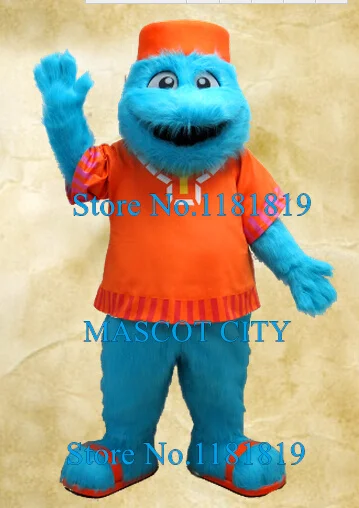 

MASCOT blue monster mascot long hair plush costume high quality halloween monster theme costumes disfraces fancy dress