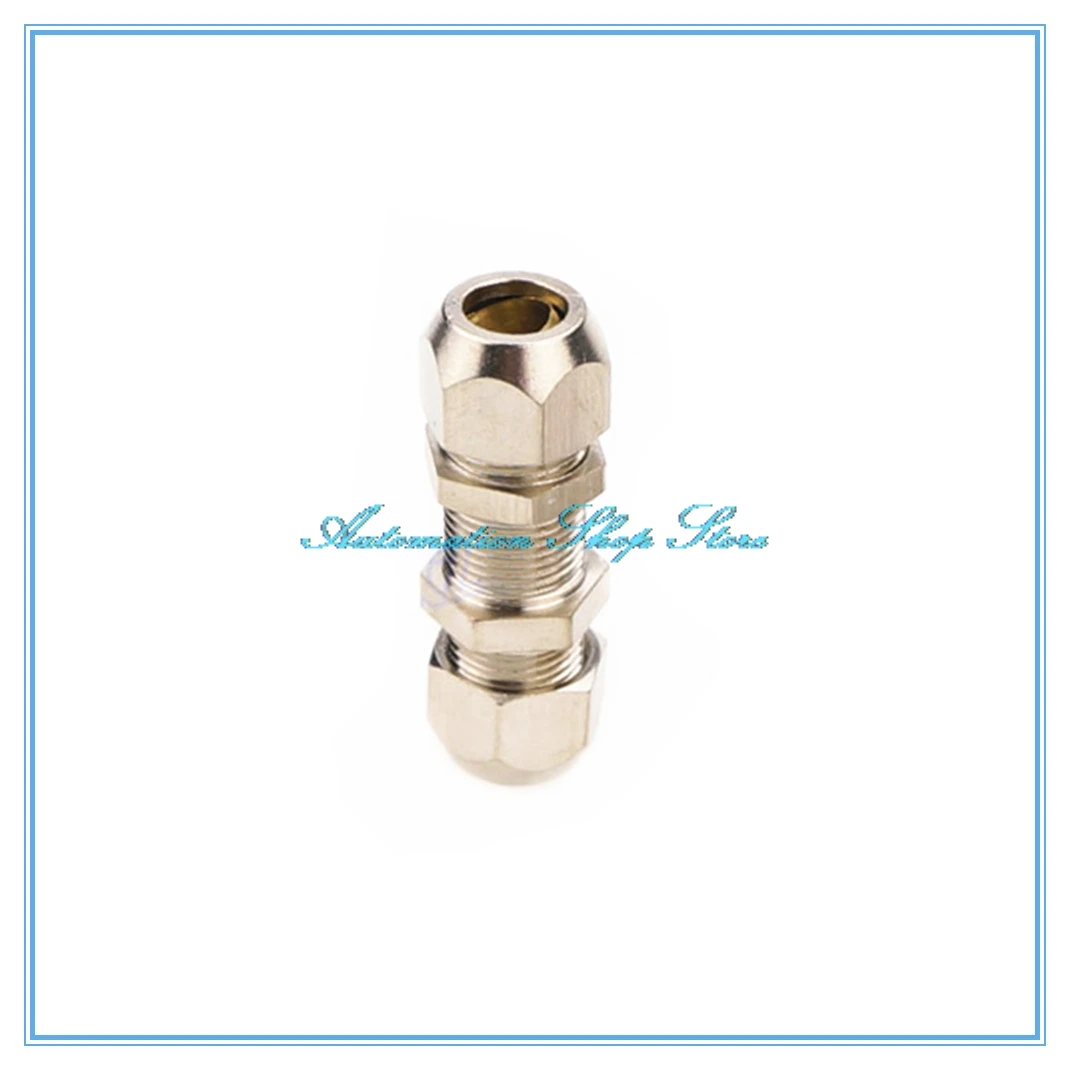 Bulkhead Straight Push Brass oil Pipe Fitting 4 6 8 10 12mm OD Tube Compression Ferrule Tube Compression Fitting Connector