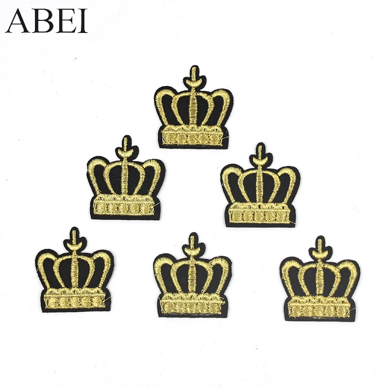 10pcs/lot Gold Embroidery Patches Iron On Crown Appliques Diy Clothes Bags Backpack Stickers Garment Sewing Accessories Patch