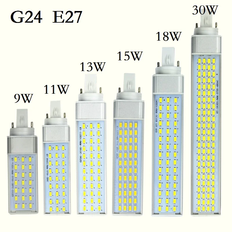 

Brand New LED Lampada G24 E27 9W 11W 13W 15W 18W 30W LED downlight Horizontal Plug lamp Light Bombillas Corn Bulb Spotlight 5pcs