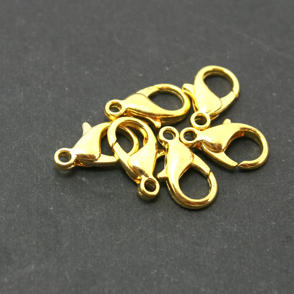 10Pcs/lot Gold Color Zinc Alloy Lobster Claw Clasps for Jewelry Necklaces Bracelet Making, Nickel Free (8x14mm)