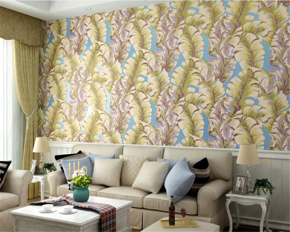 

beibehang Stereo 3D Southeast Asian style leaves non woven wallpaper living room sofa sofa background entrance papel de parede