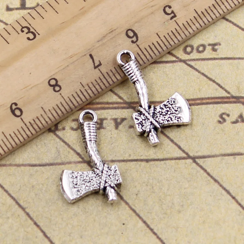 25pcs Charms Stone Ax Tomahawk 22x14mm Antique Silver Color Pendants Making DIY Handmade Tibetan Finding Jewelry Bracelet