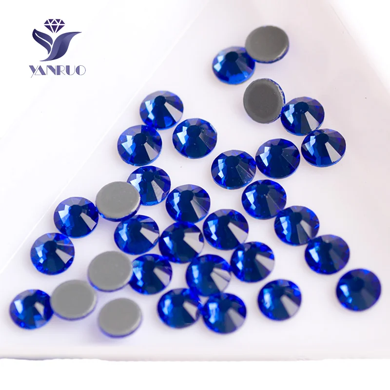 YANRUO 2058HF Sapphire SS6-SS30 HotFix Rhinestones Iron On Stones Hot Fix Crystals Strass Decoration Stones Clothes