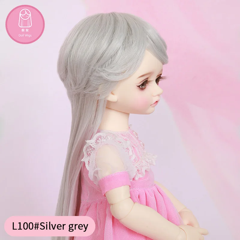 Wig For Doll BJD free shipping8.4-9.6inch  high-temperature wig shinee Mignon long hairstyle silver gray Beautiful L100