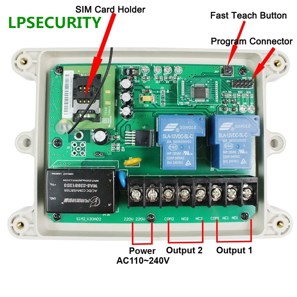 Waterproof IP65 4G GSM and SMS gate door opener GSM 4G Remote Control System module box ( Relay Control ) 100 users 2 relays