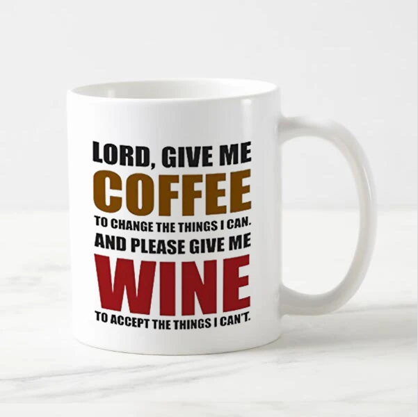 Quirky Funny Lord Give Me Coffee Please Give Me Wine Coffee Mugs Tea Cups Humor Joke Saying Mugs for Office Home Xmas Gifts 11oz