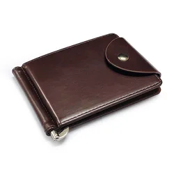 Petit portefeuille en cuir avec pince en métal pour homme, mini sac à main pour homme, porte-monnaie pour carte de crédit, pince à billets, 4 couleurs, court, mode, nouveau