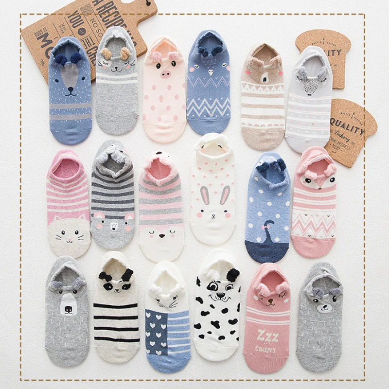 

SP&CITY 10pairs Animal Short Cotton Cartoon Socks Women Cotton Cute Ankle Socks Female Low Summer Socks Cheap Thin Hosiery