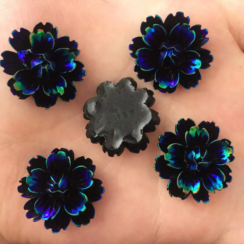 NEW 12PCS 25mm AB Resin Candy Color Flower Stone Flatback Wedding Buttons Crafts K130*2