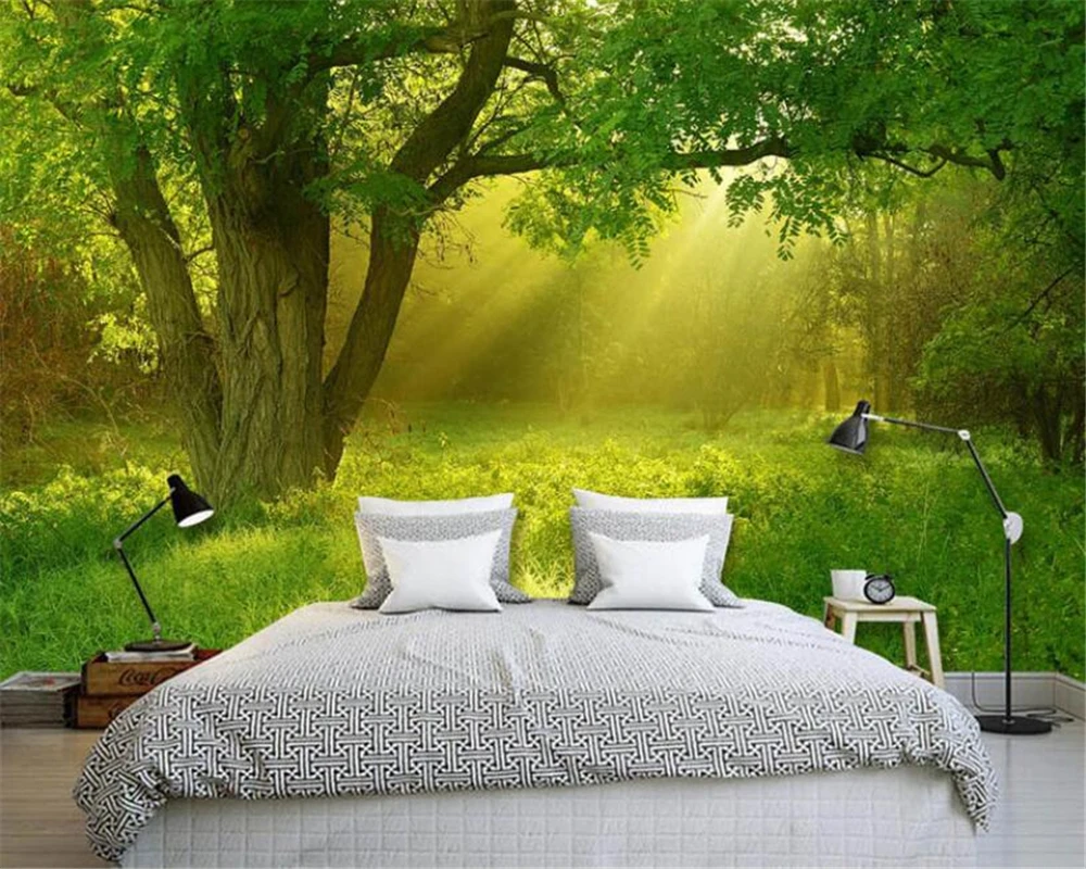 

Beibehang 3D wallpaper beautiful tree sunny landscape 3D TV sofa background wall living room bedroom wallpaper for walls 3 d